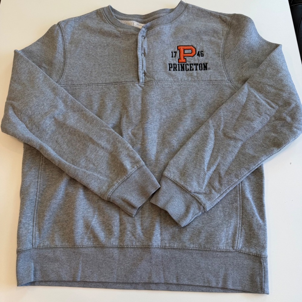 League Princeton University‎ Henley Sweatshirt Gray Embroidered Womens M College